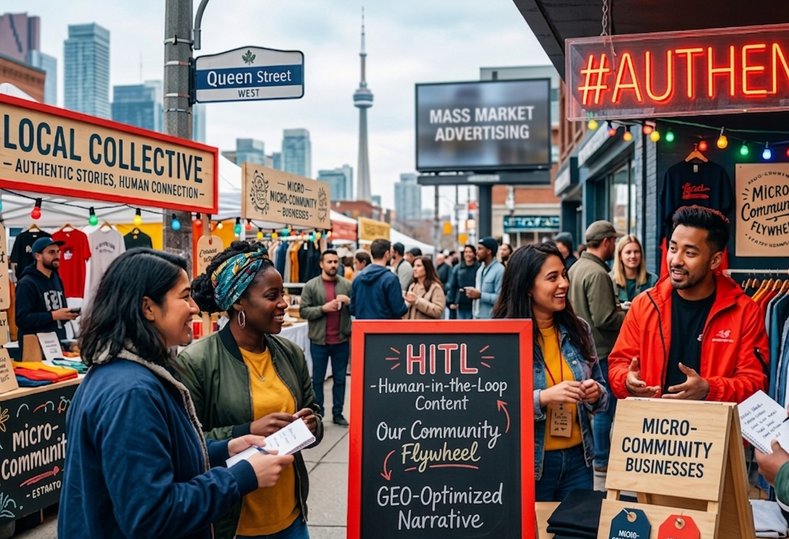 Urban Echo's Vibrant market with diverse community engagement, highlighting Micro-Communities Over Mass Marketing for Building a Brand Narrative