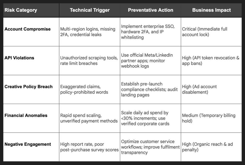Social Media Account Closures 2 Urban Echo's Social Media Account Risk Matrix & Prevention Protocols Table